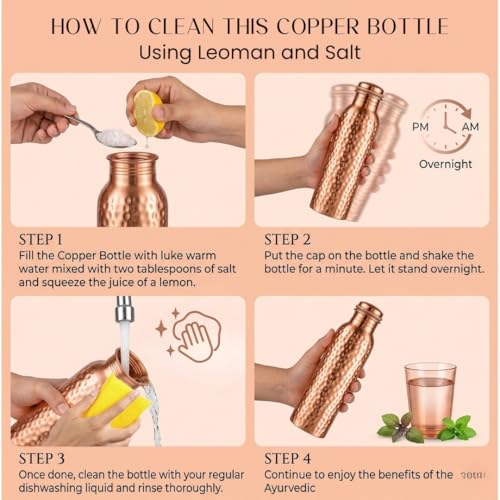 100% Copper Water Bottle 34 Oz