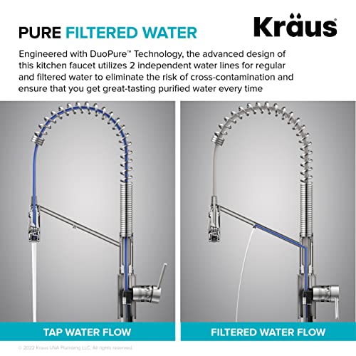 Oletto 2-in-1 Commercial Style Pull-Down Single Handle Water Filter Kitchen Faucet for Reverse Osmosis or Water Filtration System in Spot-Free Stainless Steel, KFF-2631SFS