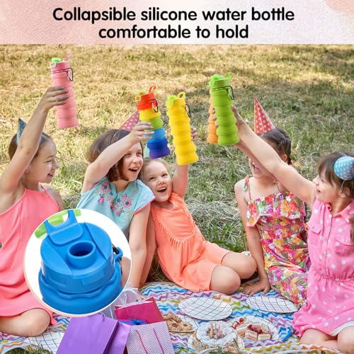 30 Pack Collapsible Water Bottles Bulk Foldable Water Bottles 17oz Silicone Portable Leak Proof Reusable Sports with Clip for Travel Hiking Camping Outdoor (30 Count)