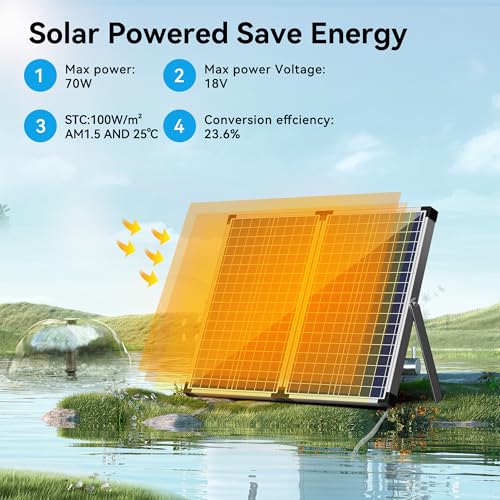 70W Solar Pond Filter Fountain with 660 GPH Water Pump Outdoor