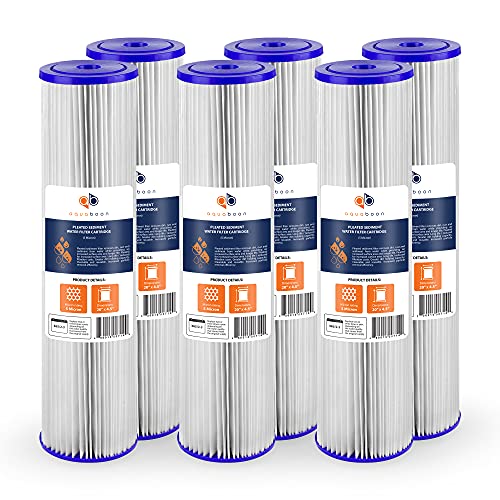5 Micron 20 x 4.5 Whole House Pleated Water Sediment Filter Replacement Water Filter Cartridge Compatible with ECP5 (6 Count)