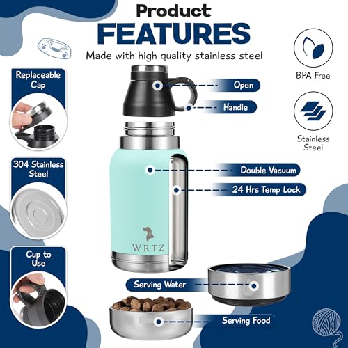 Portable Dog Water Bottle with 2 Removable Water Bowls for Dogs