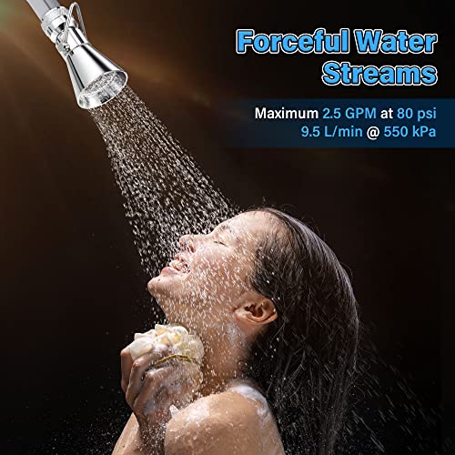 2 Setting Pivoting Single Spray Shower Head with Shut Off Valve