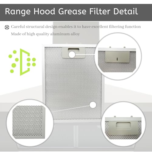 2Pcs W10915369 Range Hoo Grease Filter Fit for Whirlpool Kitchen Aid Jenn Air Range Hood Mesh Grease Vent Filters Length 8.74 Inches Width 7.48 Inches 5 (2 Count)