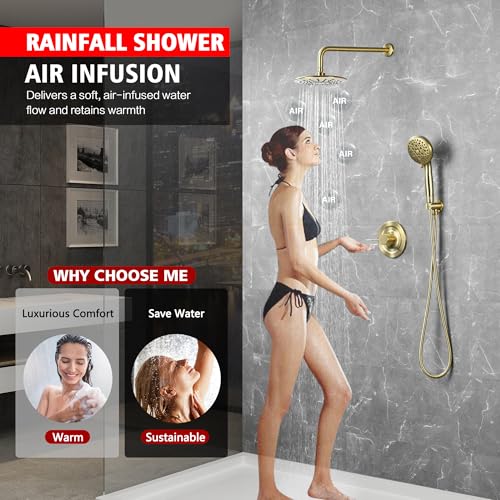 Brushed Gold Shower System with 9 inch Rain Shower Head