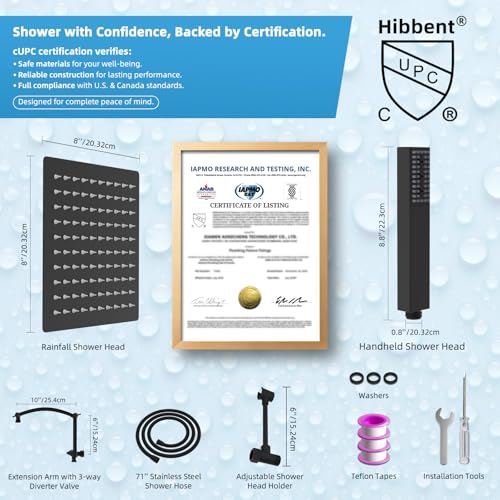 All Metal CUPC Certified 8'' Rainfall Shower Head