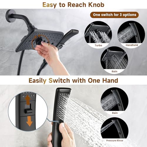 High Pressure Dual Shower Head Combo with Rainfall & Handheld