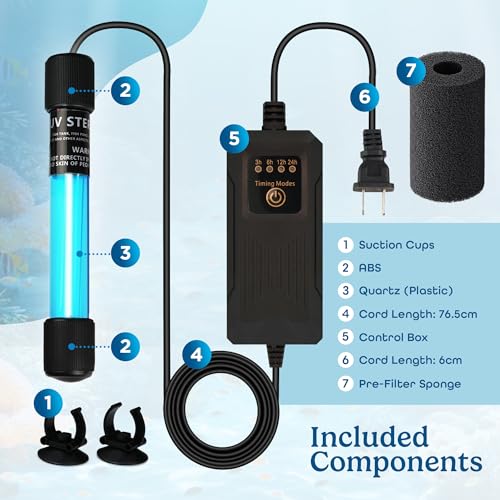 7W UV Light for Aquariums with 4 Timer Modes