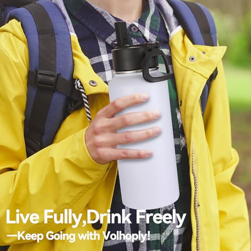 32oz Insulated Water Bottles Bulk 4 Pack with Straw Lid & Spout Lid (4 Count)