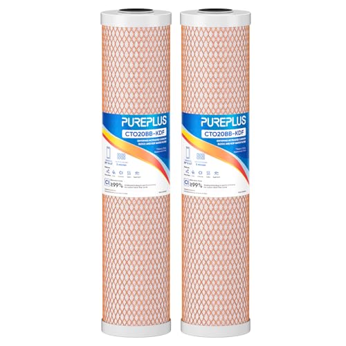 5 Micron 20" x 4.5" Whole House Coconut Shell Activated Carbon and KDF Water Filter (2 Count)