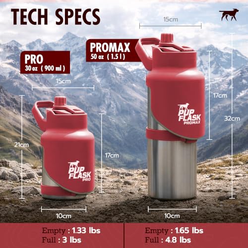 PupFlask Pro Portable Insulated Dog Water Bottle (30 Fl Oz)