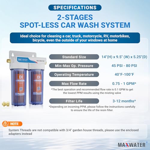 2 Stage Deionized Spot Free Car Rinse Unit