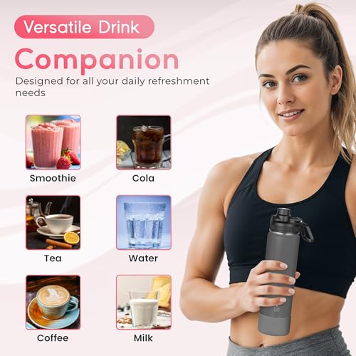 Y TOP 24 oz Insulated Water Bottle Leak Proof Spout Lid Fits in Car Cup Holder