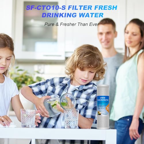 1 Micron 2.5" x 10" Whole House CTO Carbon Sediment Water Filter Cartridge Compatible with DuPont WFPFC8002