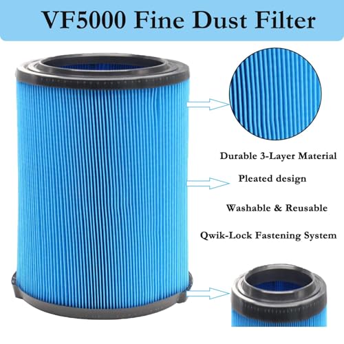 1 Pack VF5000 Filter for Ridgid Shop Vac 6