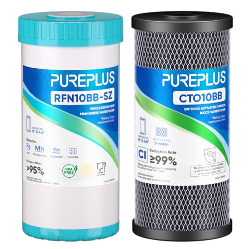 5 Micron 4.5"x 10" Whole House Water Filter Cartridge Combo Kit with Activated Carbon Block