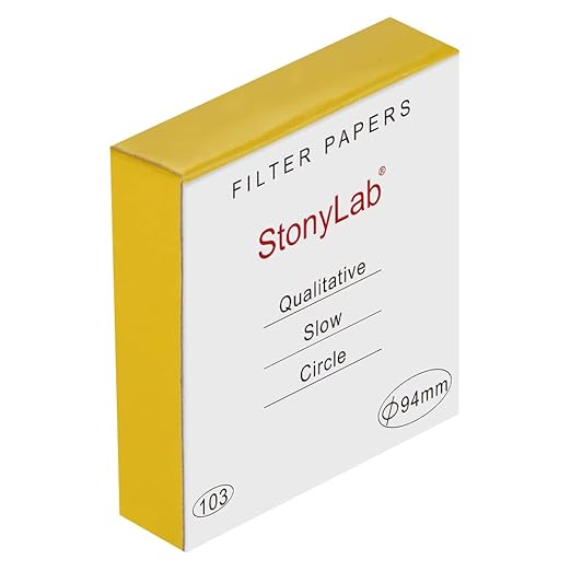 stonylab Qualitative Filter Paper, 100 Packs Slow Flow Rate Cellulose Filter Paper Circles with 10 Micron Particle Retention, 94 mm Diameter