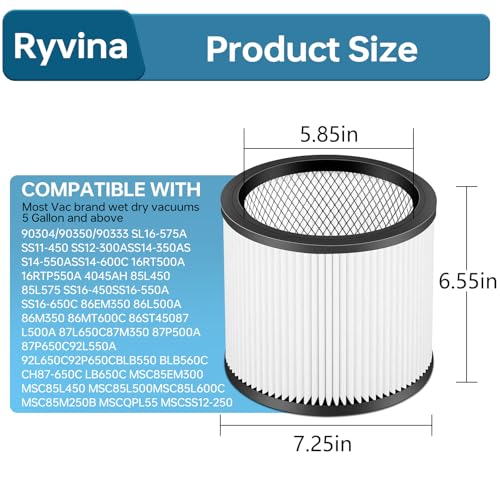 90304 Vacuum Filter Replacement Parts for Shop Vac 90304 90350 90333 (2 Count)
