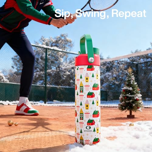 Christmas Insulated Water Bottle with Straw
