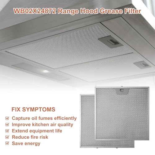 WB02X24872 Range Hood Grease Filters Compatible with GE Vent Hood (2 Count)