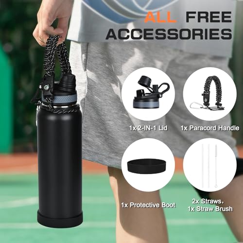 40 oz Insulated Water Bottle with Straw& Spout 2