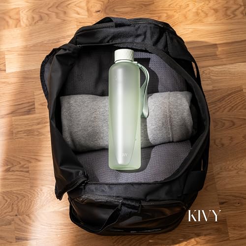Slim Water Bottle 32oz [Lightweight & Shatterproof] Fits Backpack & Cupholder for Travel