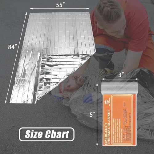 Emergency Mylar Thermal Blankets 4 Packs Survival Kit 84''x55'' (4 Count)