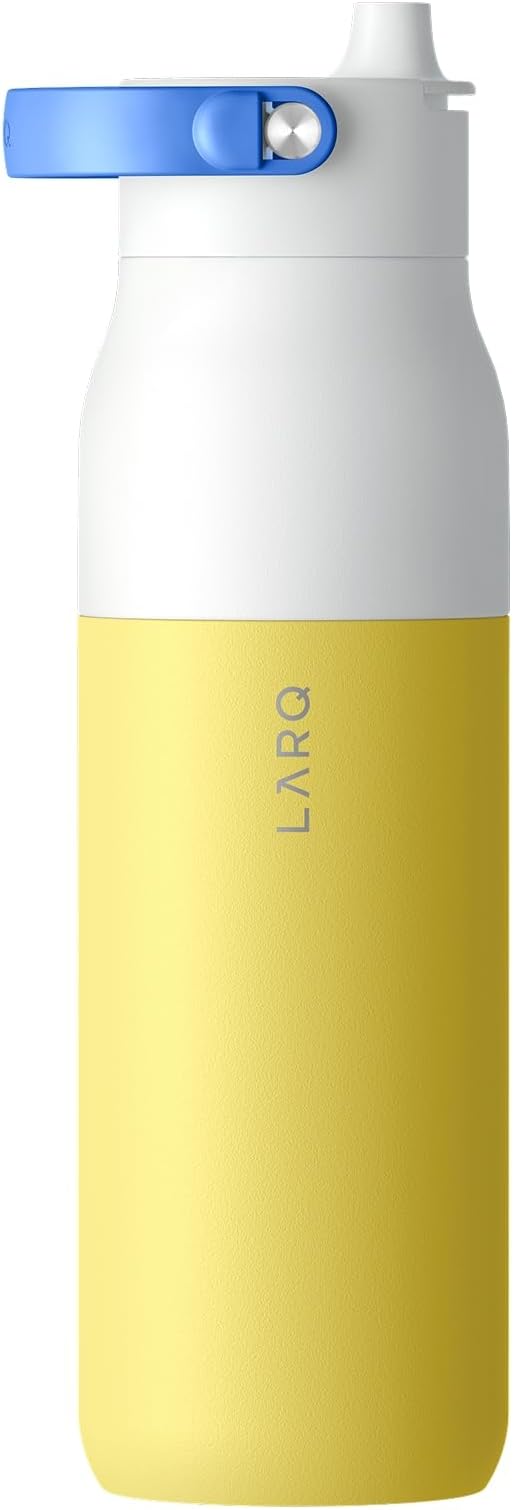 LARQ Bottle Swig Top 34oz - Insulated Stainless Steel Water Bottle With Built-In Silicone Handle | BPA Free | Reusable Water Bottle for Sports, Gym, and Travel, Limoncello Yellow