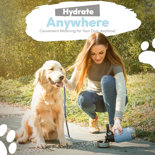 Portable Dog Water Bottle with 2 Removable Water Bowls for Dogs
