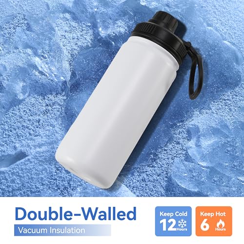 16 oz Kids Water Bottle for School Stainless Steel Double Wall Vacuum Insulated Water Bottle with Straw lids & Spout Lid