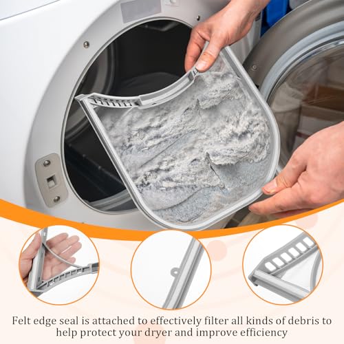 2 Pcs 5231el1003b Dryer Lint Filter Replacement with Felt Seal Vent Cleaner Brush Compatible with Kenmore