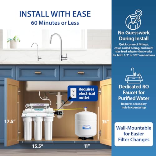 ROES-UV75, 6-Stage Under Sink RO Water Filter System, UV, 75 GPD