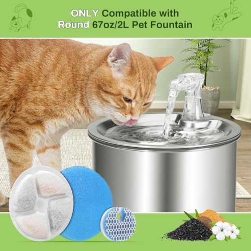10 Pack Cat Fountain Filter Replacement for Round 2.2L