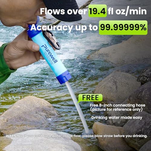 Outdoor Water Filter Personal Water Filtration Straw Emergency Survival Gear Water Purifier for Camping Hiking Climbing Backpacking