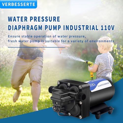 RV Fresh Water Pump 110V Water High Pressure Increase Booster Pump for Home Irrigation 5.5GPM 75PSI Marine Boat Washdown Pump Diaphragm on Demand Water Pump for Yard Garden Camp Yacht (105.76 Ounce)