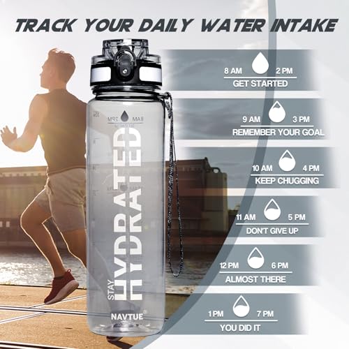 Water Bottle 32 oz Motivational Time Marker Tritan Bottle