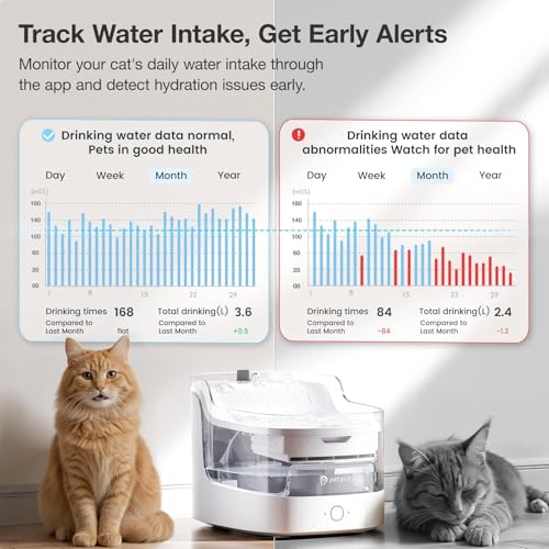 AI Cat Water Fountain with App Monitoring (4.63 Pound)