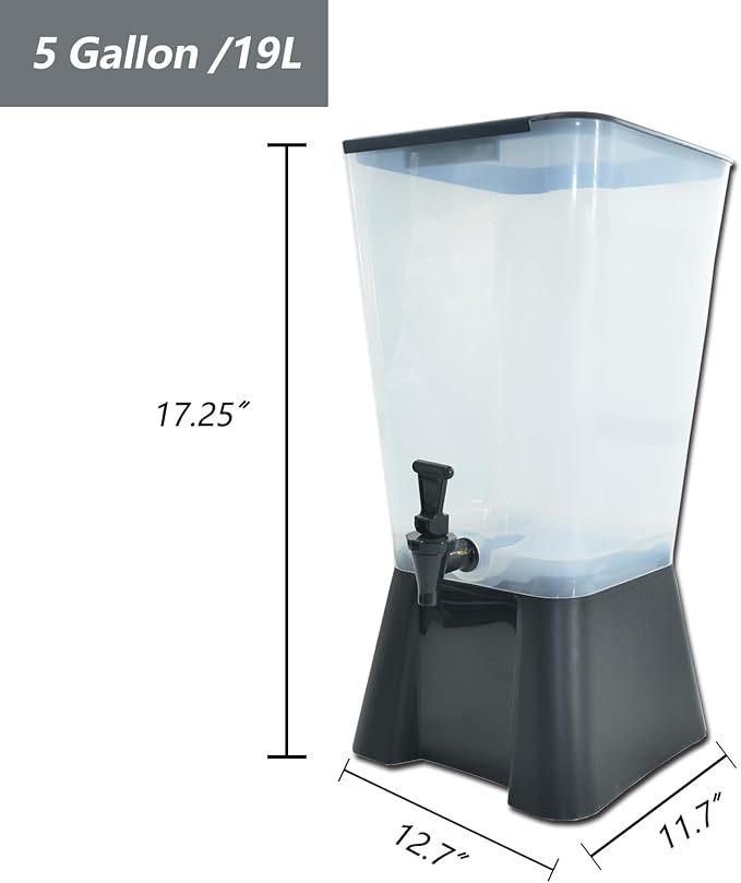 CLIVIA 5 Gallon Drink Beverage Dispenser, Commercial Juice Dispenser For Parties 19L Water Dispenser With Spigot Black Base for Tea, Wine