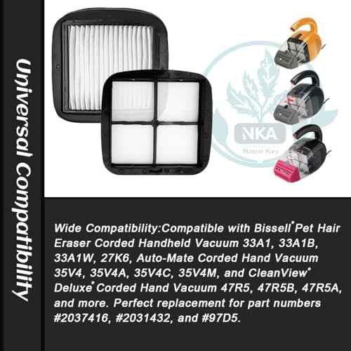 97D5 vacuum filter for bissell pet hair eraser vacuum filter Corded Handheld Vacuum 33A1 (4 Count)