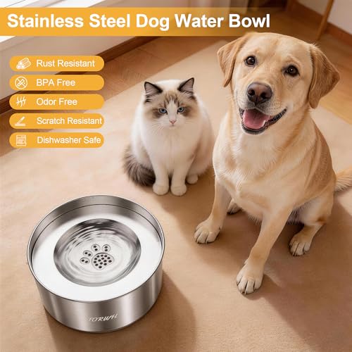 304 Stainless Steel Dog Water Bowl No Spill (101 Fl Oz)
