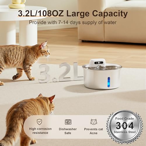 W12 Upgraded Wireless Smart Stainless Steel Dog & Cat Water Fountain