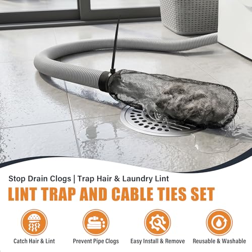 64 Piece Lint Trap and Cable Ties Set (32 Count)