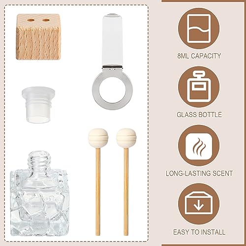 30 Pack Car Diffuser Bottles Glass Wood Cap with Vent Clip (30 Count)