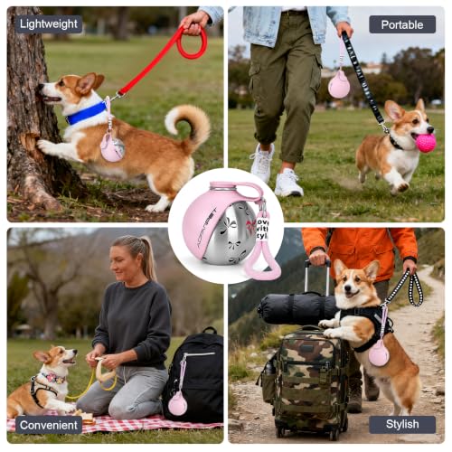 Portable Dog Water Bottle 10oz Stainless Steel Travel Dog Water Dispenser with Bowl No