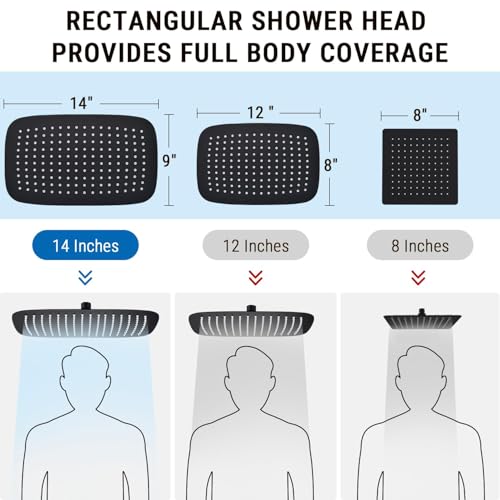 All Metal 14" Rain Shower Head with Handheld for Bathroom Upgrade