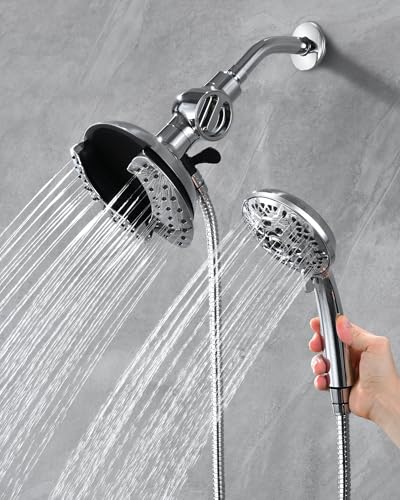 2 in 1 Shower Head with Handheld Combo High Pressure Chrome 2.5 GPM