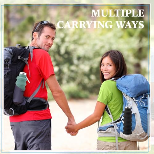 4 Pcs Collapsible Water Bottles 17 oz Reusable Silicone Foldable Travel Water Bottle Portable Leak Proof Sports Bottles for Gym Camping Hiking (4 Count)