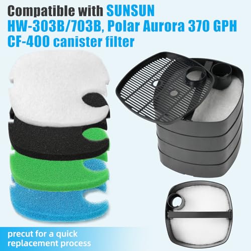 16 pcs Replacement Canister Filter Pads Compatible with SUNSUN HW