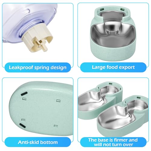 Automatic Cat Feeder and Water Dispenser with Stainless Steel Bowl Gravity Food Feeder and Waterer Set for Small Medium Dog Puppy Kitten 1 Gallon x 2