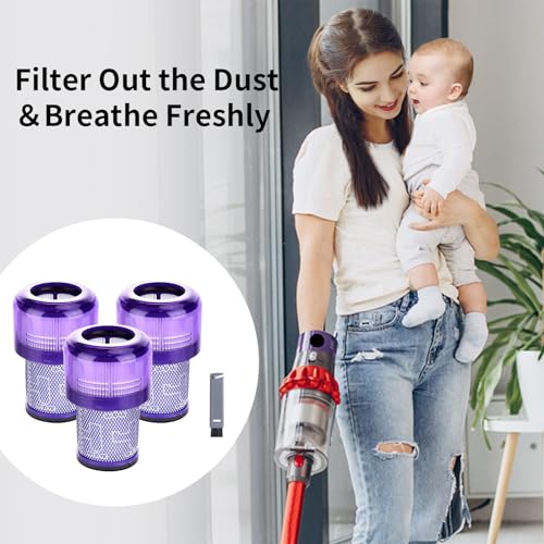 V12 Vacuum Replacement Filters Compatible with Dyson V12 (3 Count)
